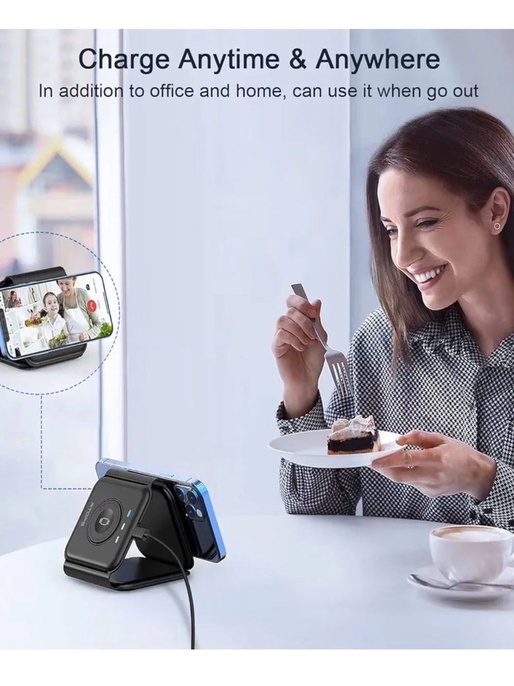 3-in-1 Portable Magnetic Wireless Charger - Black